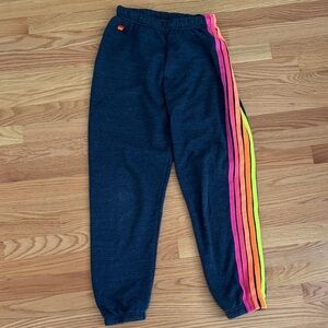 Aviator Nation Navy Joggers with Bright Stripes